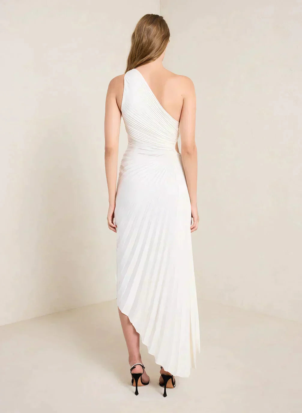 Sylviana - Vestido Midi Plisado de Un Hombro