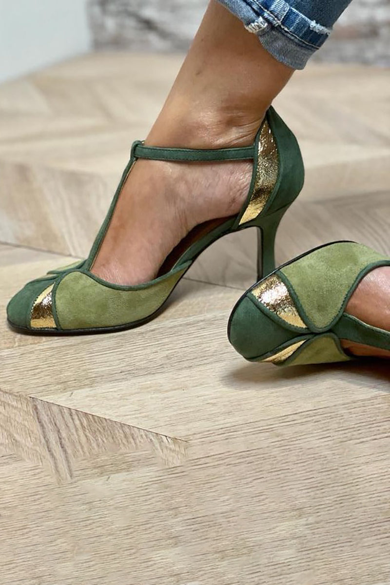Wilenia - dedos cerrados, tacones con tira en T