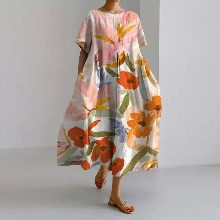 Bianka | Vestido maxi ligero con flores para el verano
