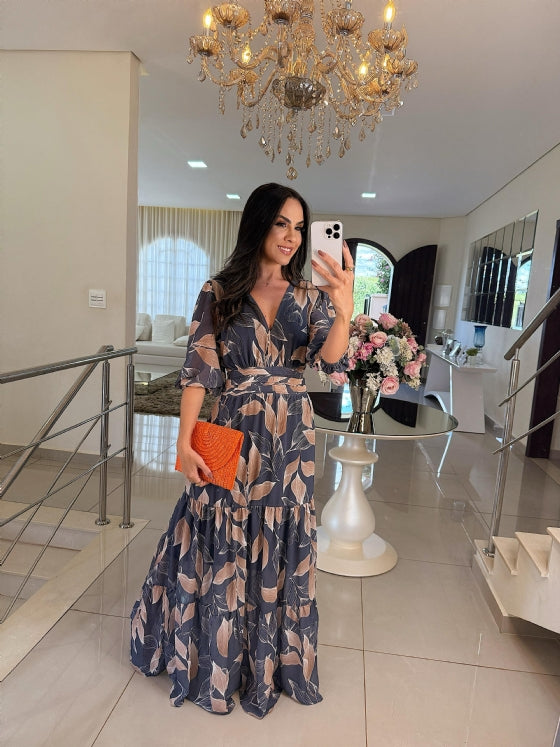 CLAUDIA | Vestido Largo Floral con Ajuste Cómodo para Días Elegantes