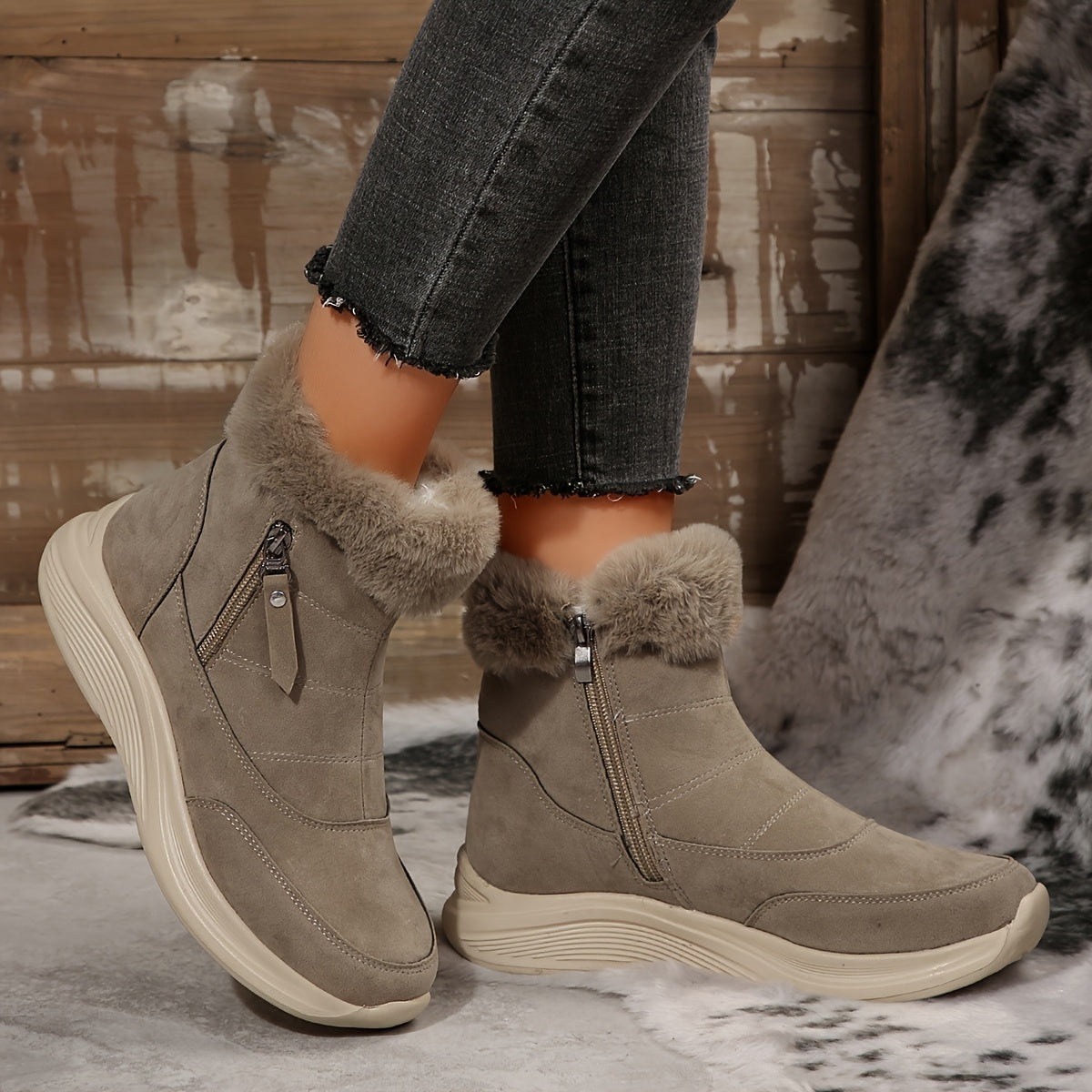 Ultra Warm Faux Suede Winter Boots