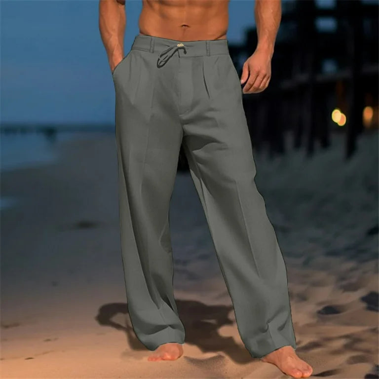 Pieter™ - Pantalones de lino de color sólido