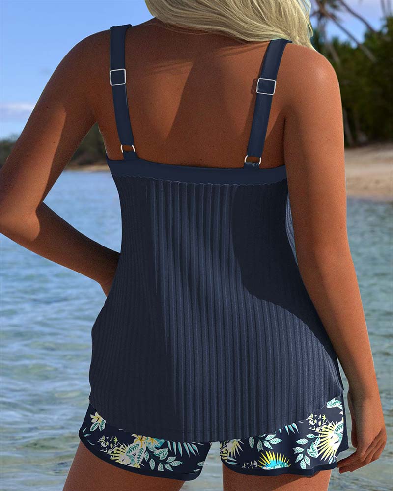Valmere | Tankini Rayado con Pantalón de Playa de Dos Piezas