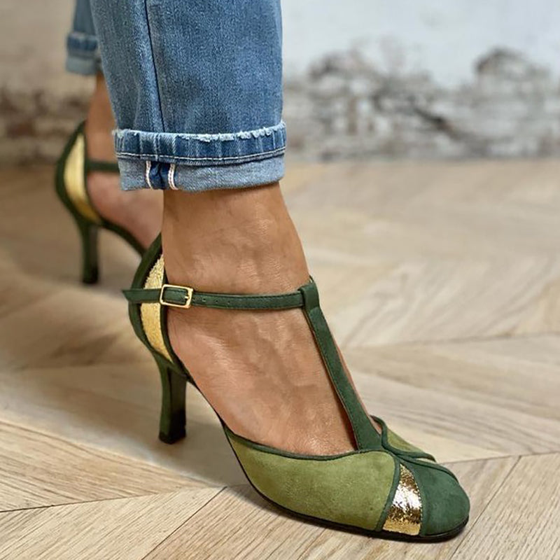 Wilenia - dedos cerrados, tacones con tira en T