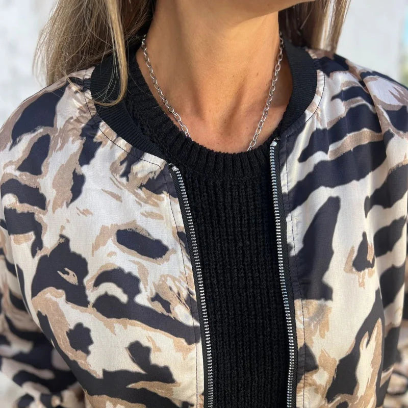 Marguerite | Zebra Print Aviator Jacket