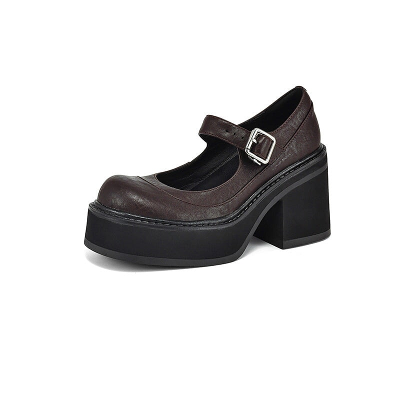 Brzyska - Zapatos de cuero charol con plataforma gruesa