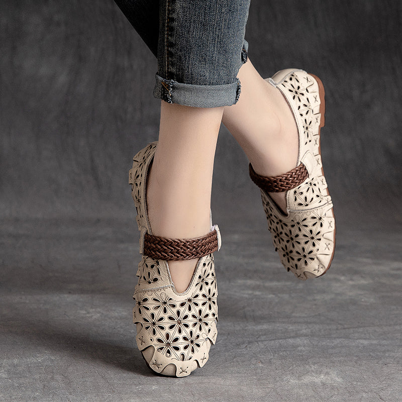 Lunaria - Zapatos planos cómodos de cuero de vaca para mujeres