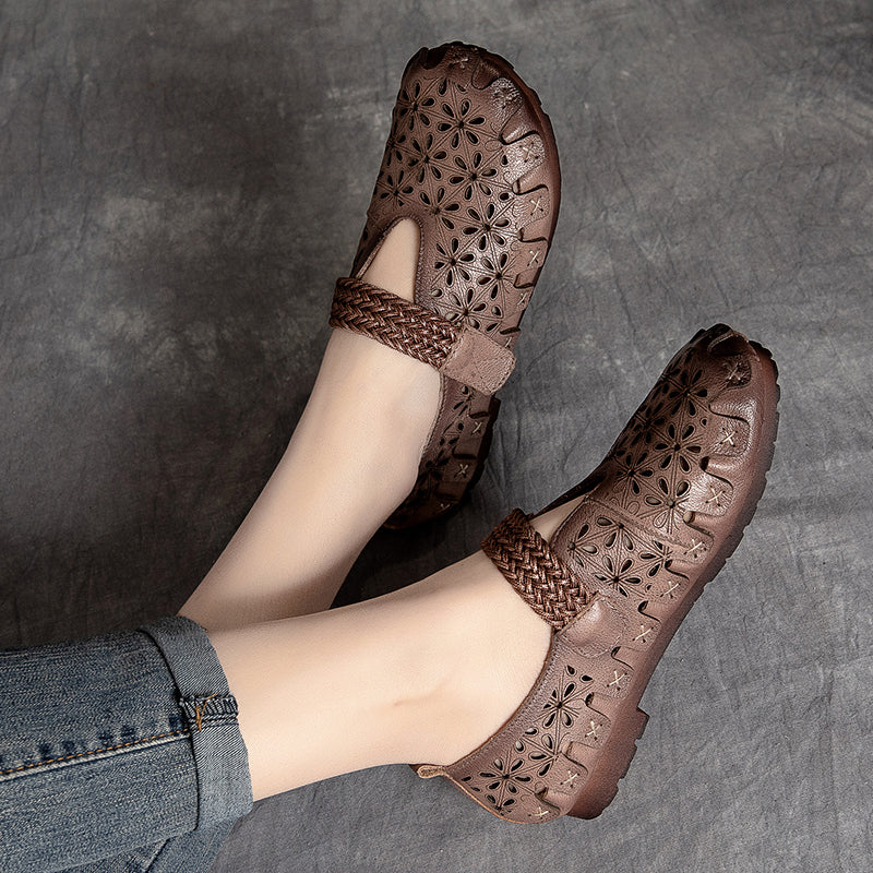 Lunaria - Zapatos planos cómodos de cuero de vaca para mujeres