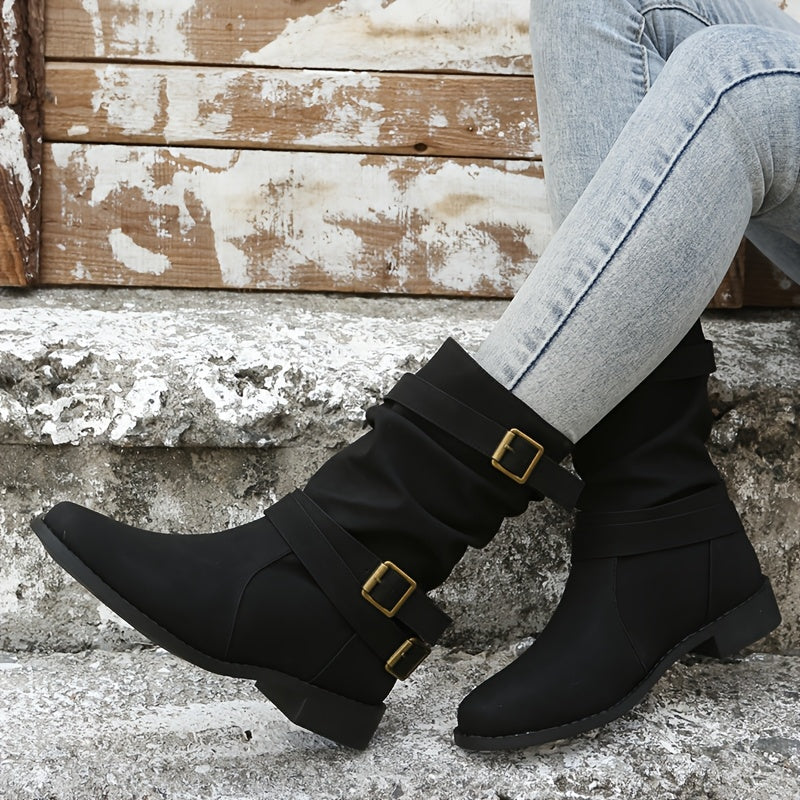 Serafina | Women’s Cozy Buckled Leather Boots
