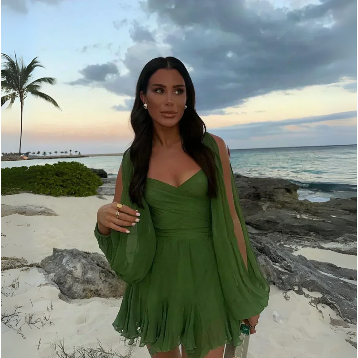 Brigitte | Flowing Dress with Sheer Sleeves