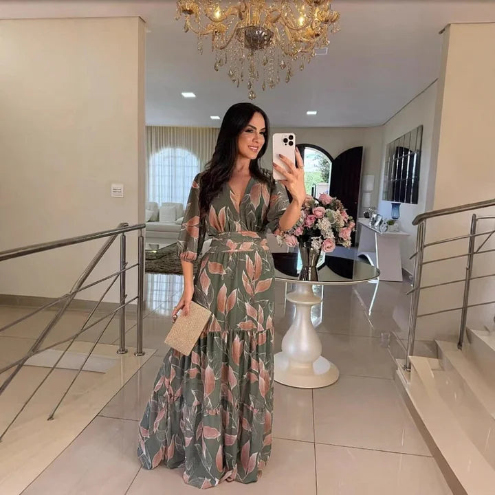 CLAUDIA | Vestido Largo Floral con Ajuste Cómodo para Días Elegantes