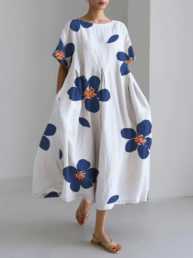 CATERINA | Vestido largo de verano con flores brillantes y comodidad suave para los días soleados