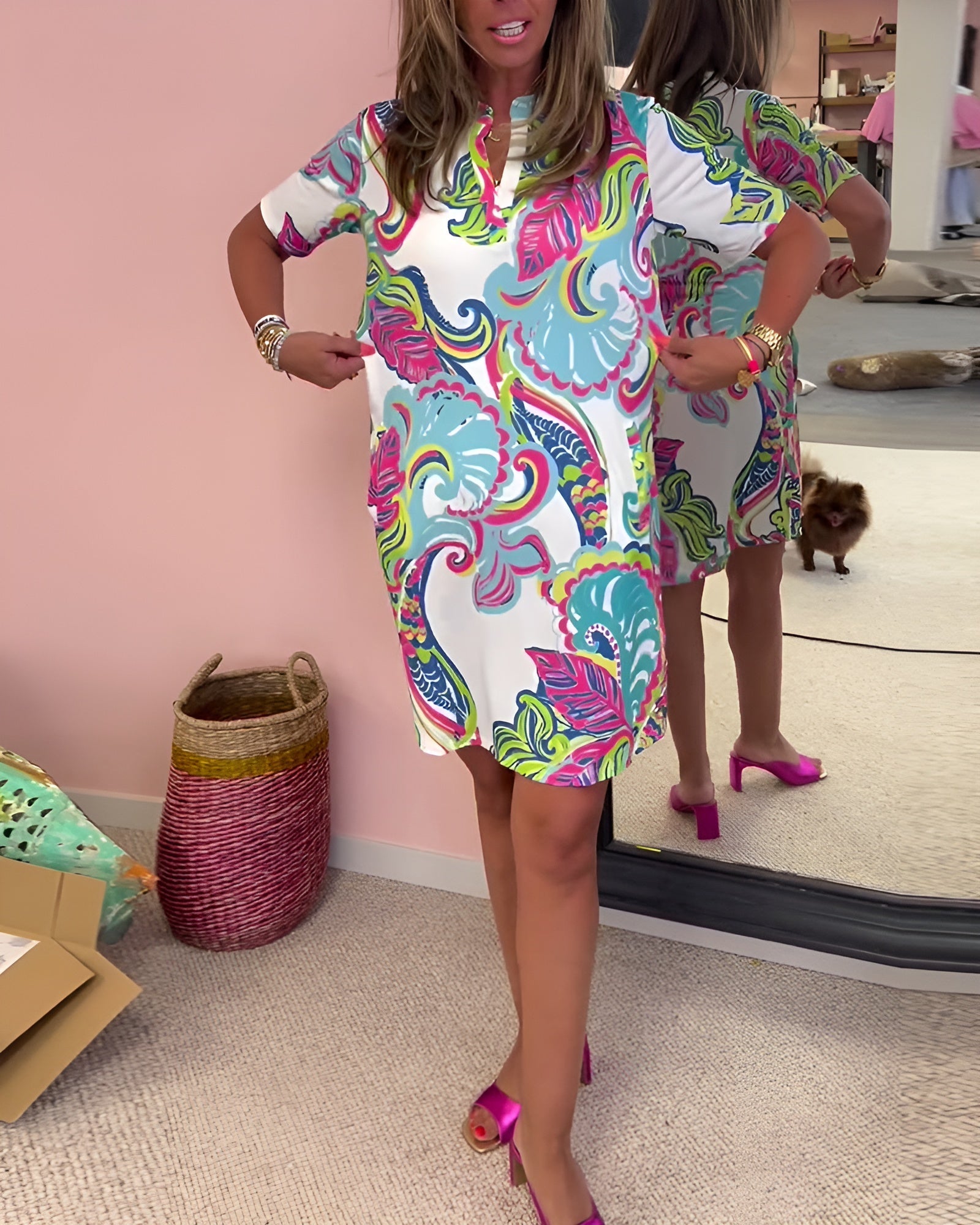 Gaëlle | Vestido ligero estampado con cuello en V