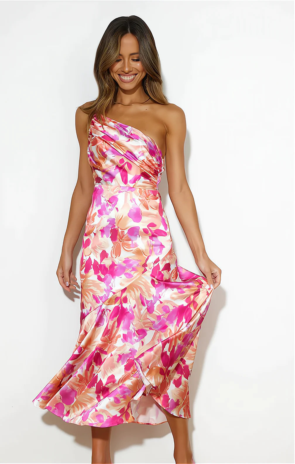 Diane | Vestido de Flores Satino