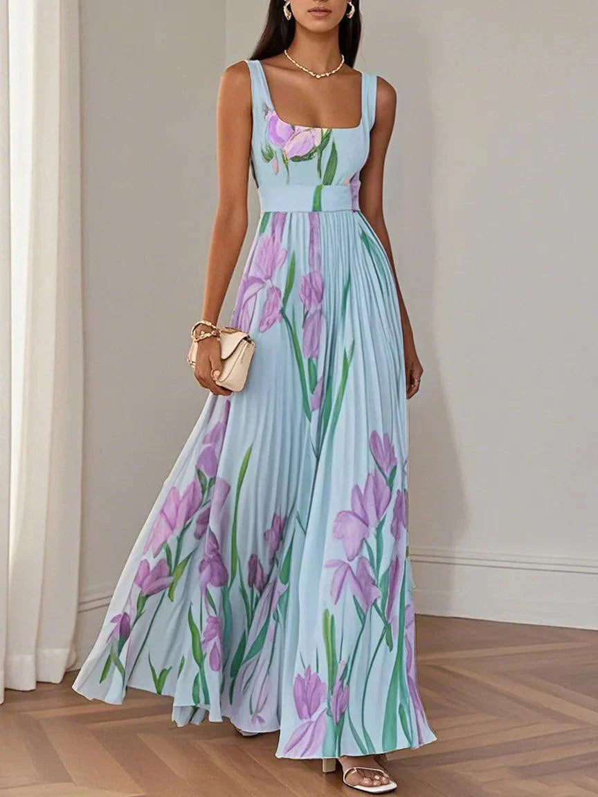 Nina Stiloso Vestido Largo Plisado Floral para Mujer