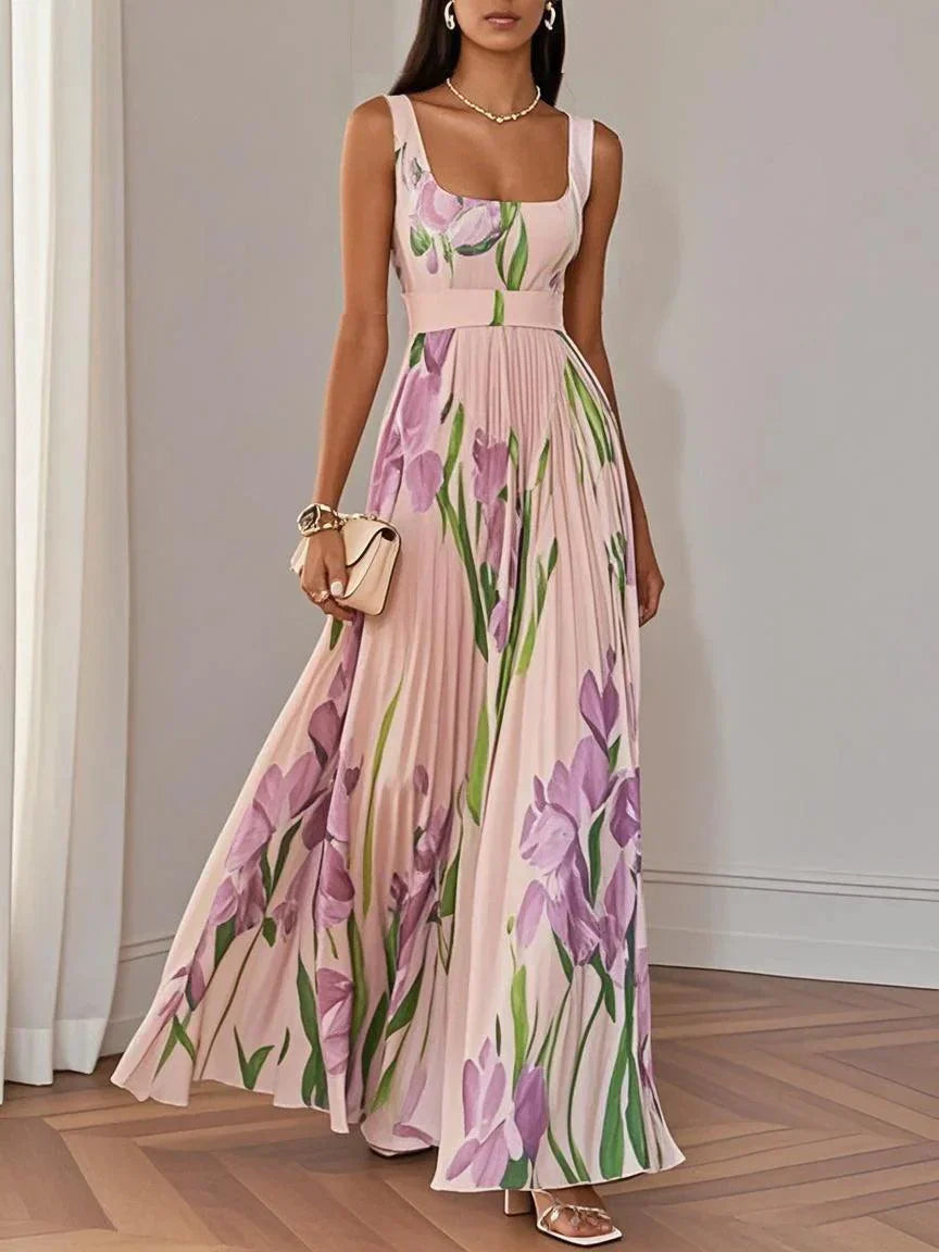 Nina Stiloso Vestido Largo Plisado Floral para Mujer