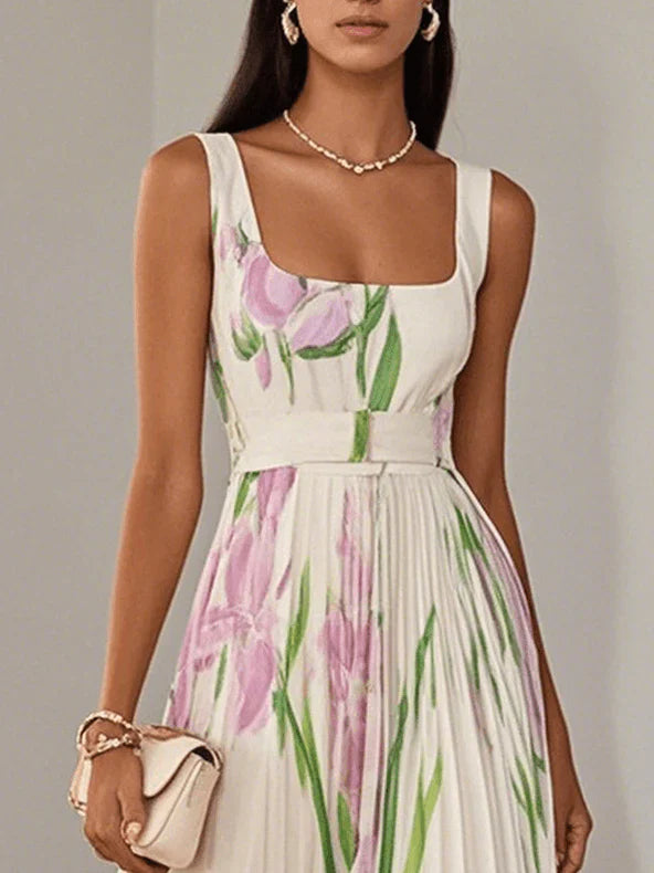 Nina Stiloso Vestido Largo Plisado Floral para Mujer