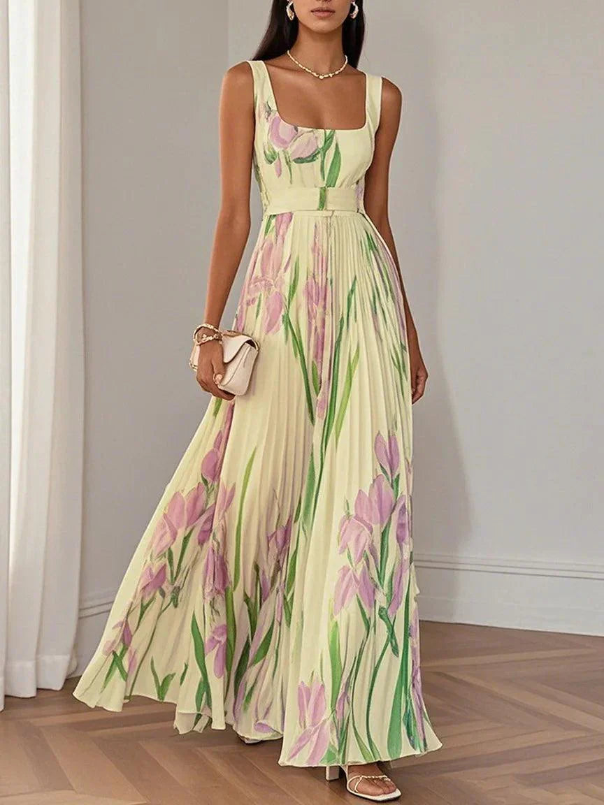 Nina Stiloso Vestido Largo Plisado Floral para Mujer