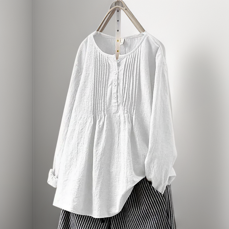 Farah┃Túnica casual lisa con botones