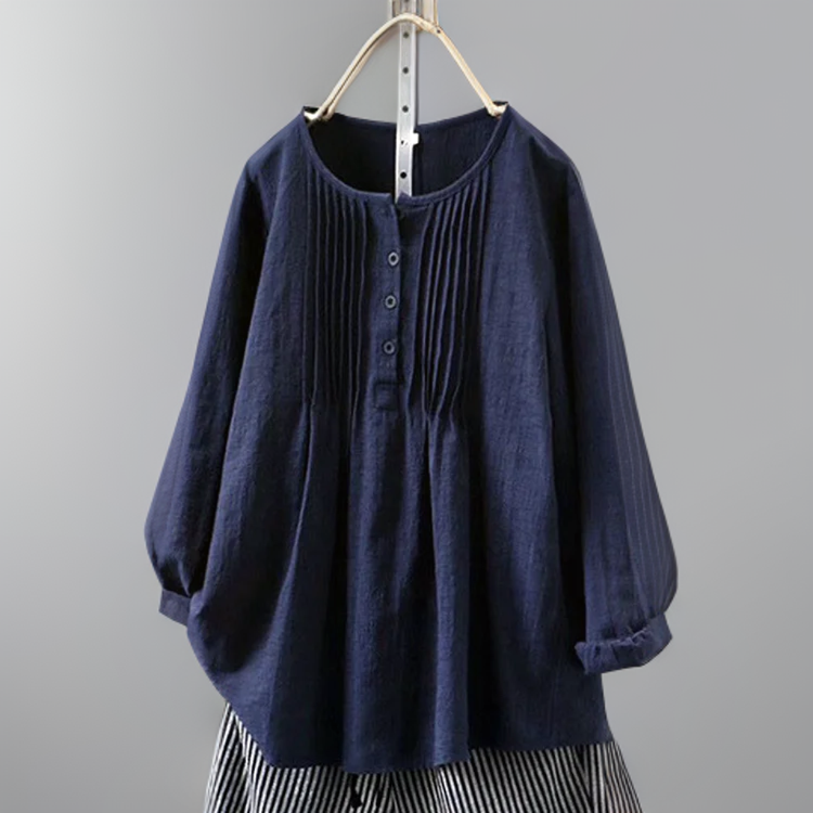 Farah┃Túnica casual lisa con botones