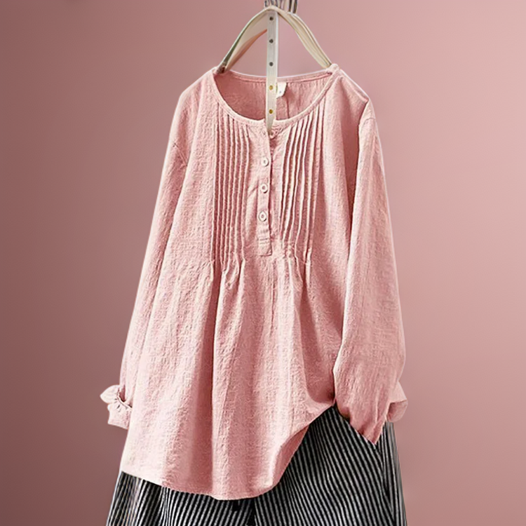 Farah┃Túnica casual lisa con botones