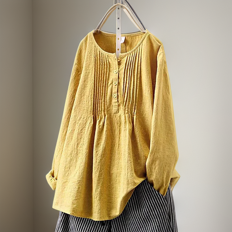 Farah┃Túnica casual lisa con botones