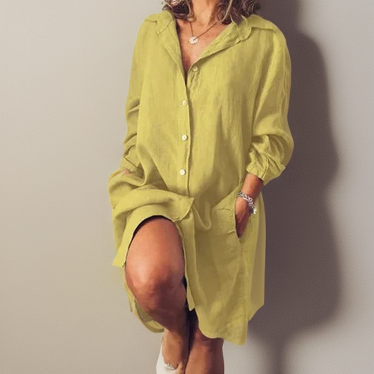 Nielle┃Vestido midi de algodón y lino