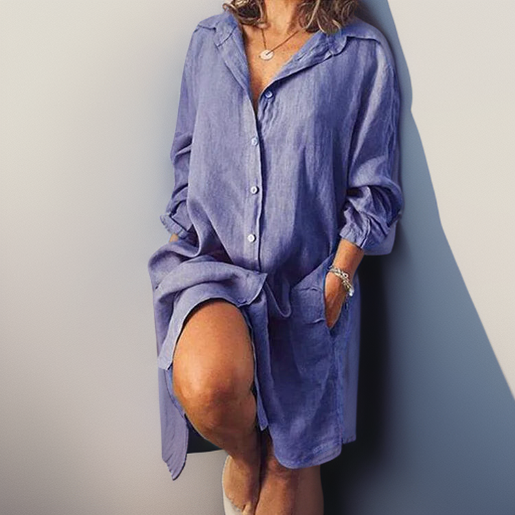 Nielle┃Vestido midi de algodón y lino