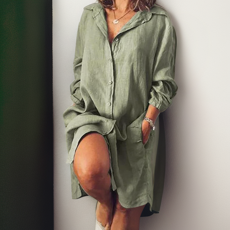 Nielle┃Vestido midi de algodón y lino