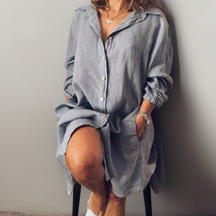 Nielle┃Vestido midi de algodón y lino