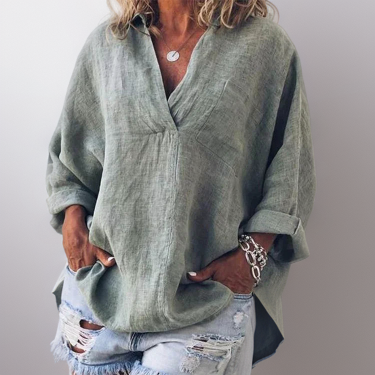 Lorie┃Camisa de manga larga cómoda con escote en V