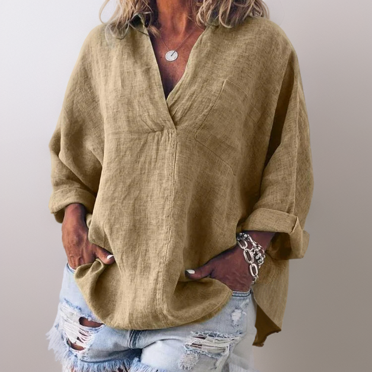 Lorie┃Camisa de manga larga cómoda con escote en V