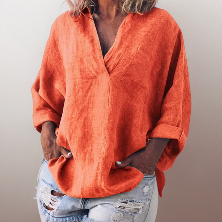 Lorie┃Camisa de manga larga cómoda con escote en V