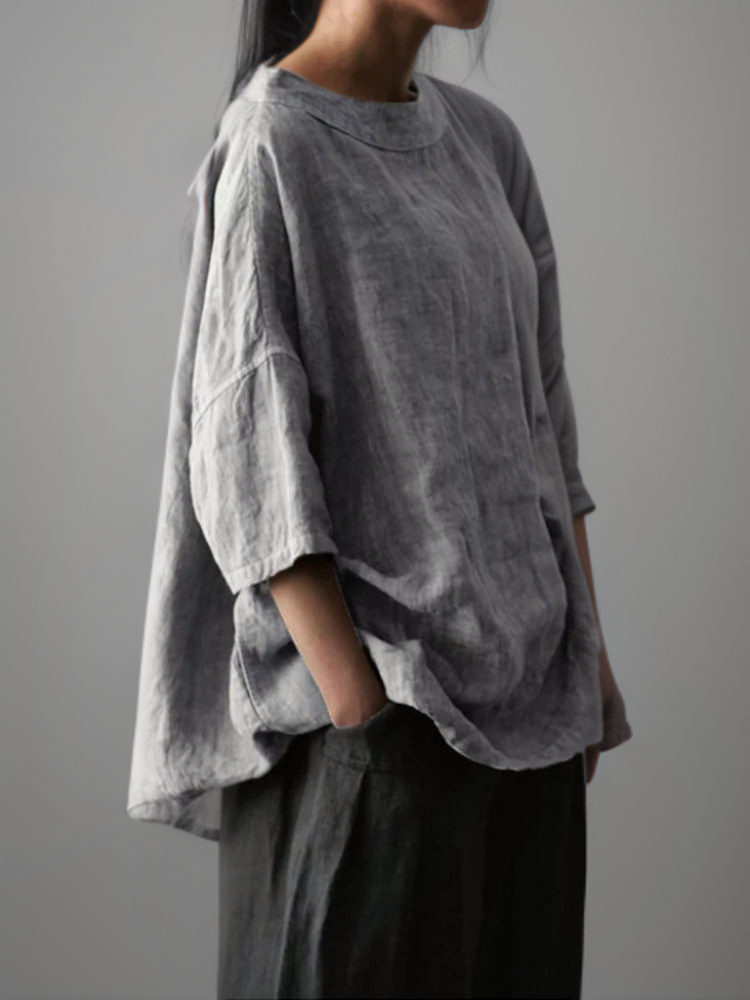 Viktoria┃Túnica vintage oversized con escote barco