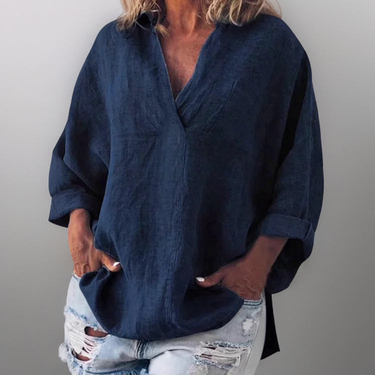 Lorie┃Camisa de manga larga cómoda con escote en V
