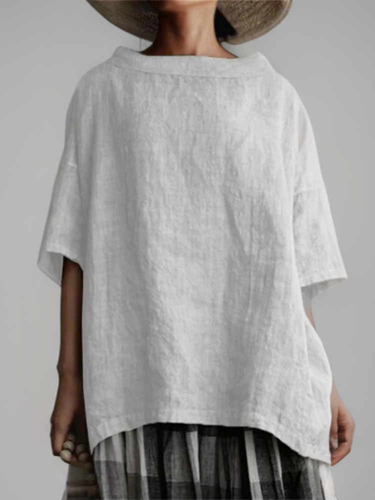 Viktoria┃Túnica vintage oversized con escote barco