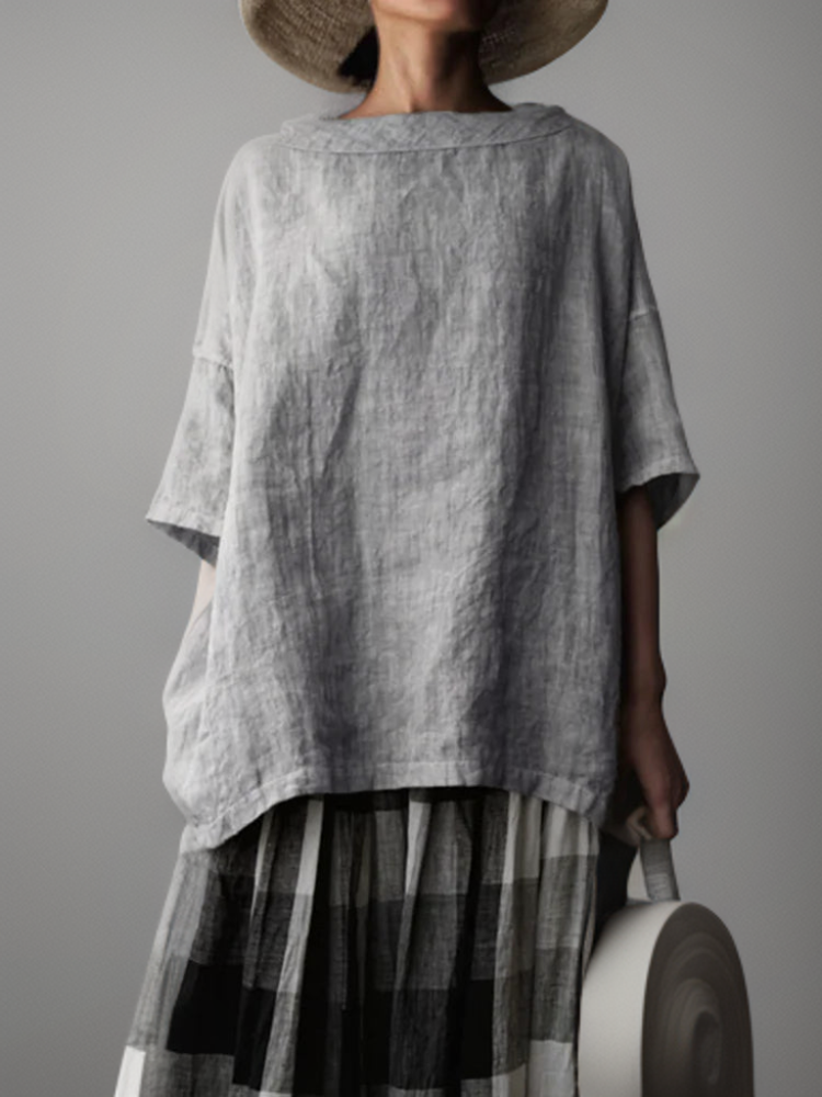 Viktoria┃Túnica vintage oversized con escote barco