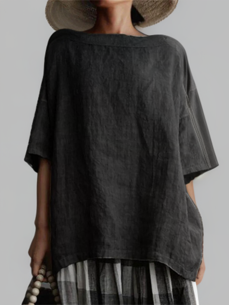 Viktoria┃Túnica vintage oversized con escote barco