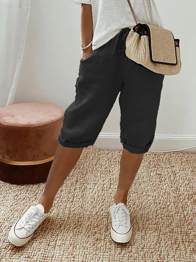 LUI™ – PANTALONES CORTOS DE ALGODÓN-LINO LIGEROS