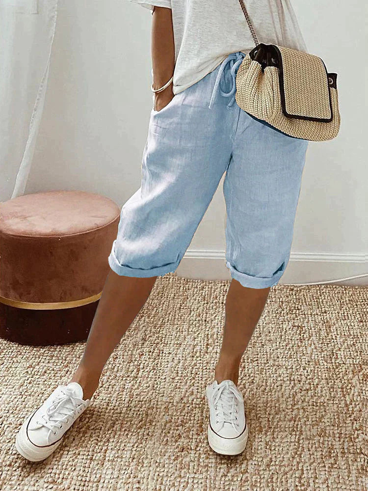 LUI™ – PANTALONES CORTOS DE ALGODÓN-LINO LIGEROS