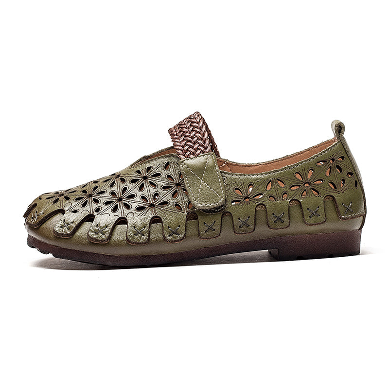 Lunaria - Zapatos planos cómodos de cuero de vaca para mujeres