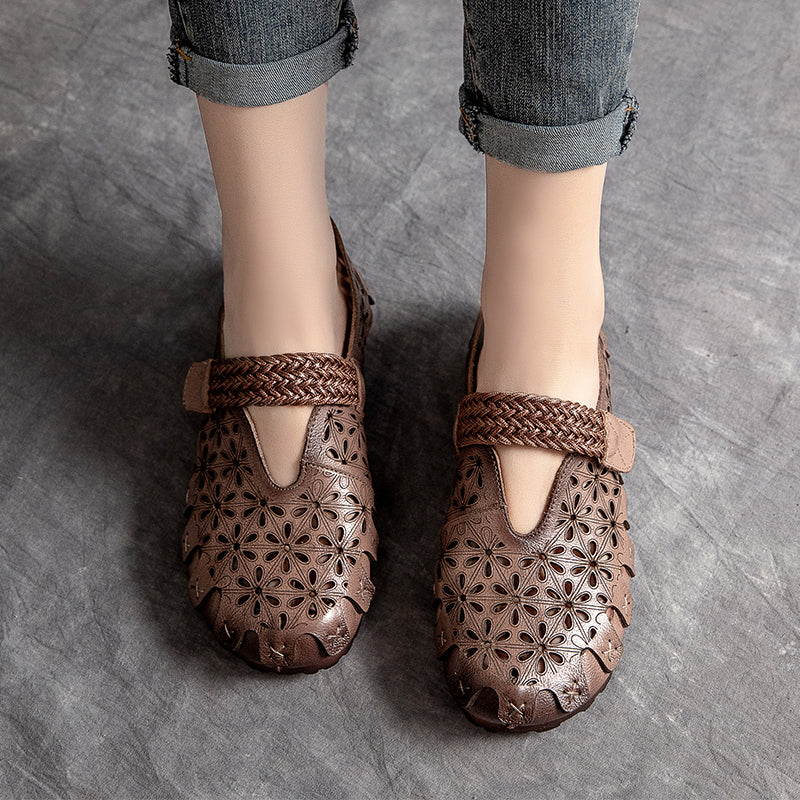 Lunaria - Zapatos planos cómodos de cuero de vaca para mujeres