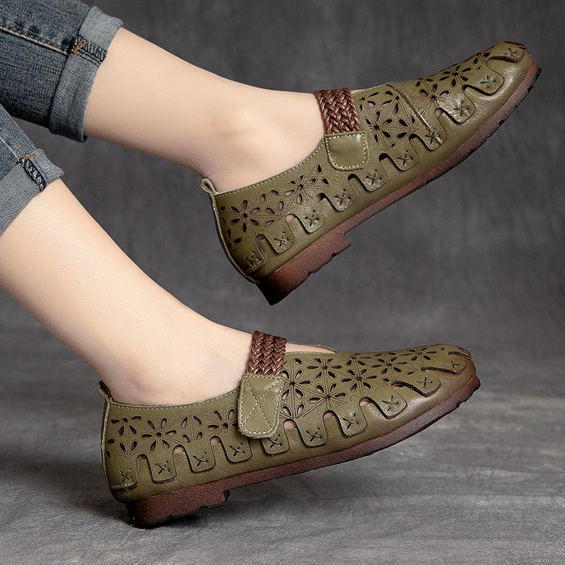 Lunaria - Zapatos planos cómodos de cuero de vaca para mujeres