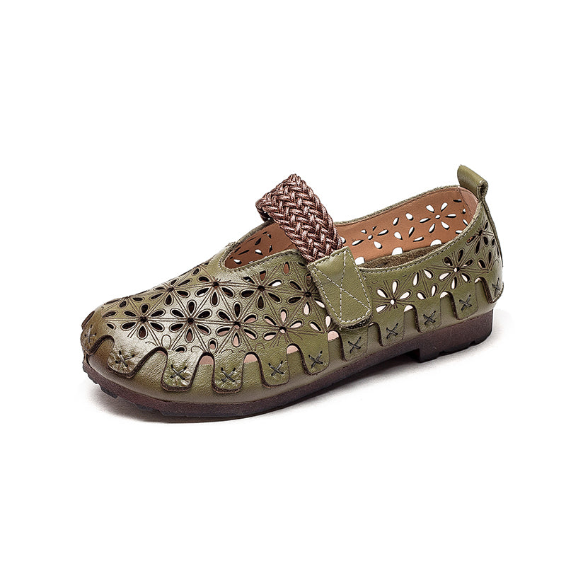Lunaria - Zapatos planos cómodos de cuero de vaca para mujeres
