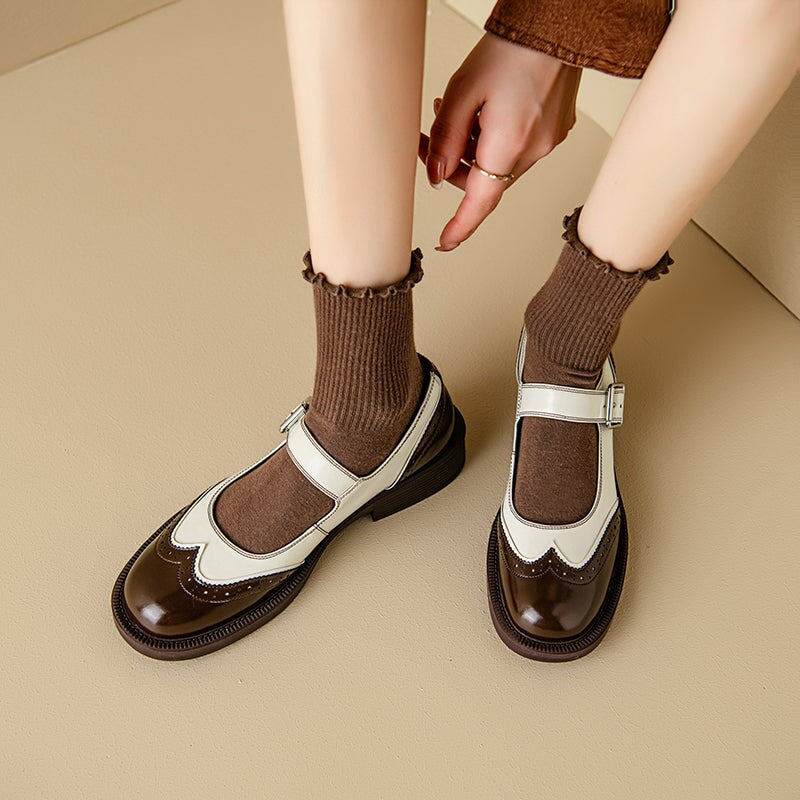 Perlina – Zapatos Planos de Cuero de Vaca Lavado