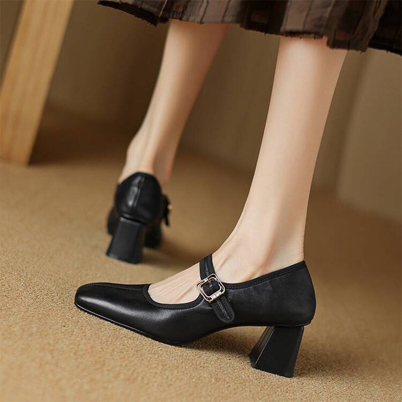 Desna - Zapatos modernos de tacón grueso al estilo francés