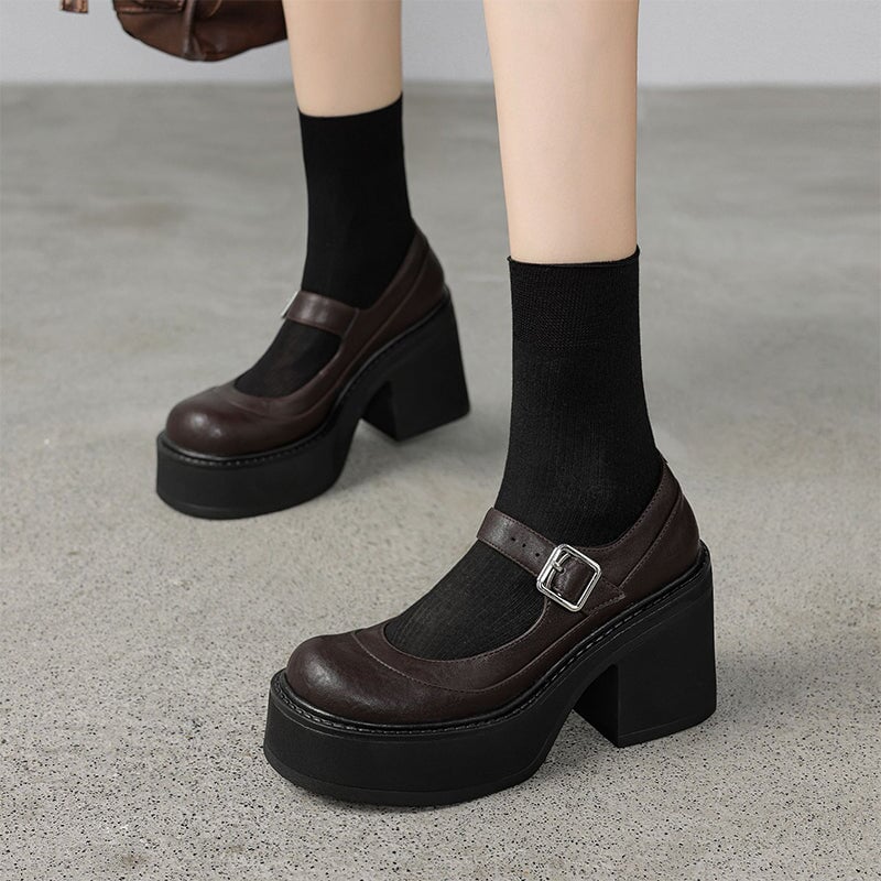 Brzyska - Zapatos de cuero charol con plataforma gruesa