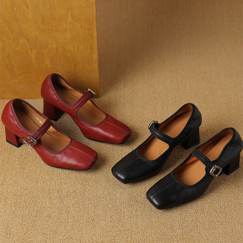 Desna - Zapatos modernos de tacón grueso al estilo francés