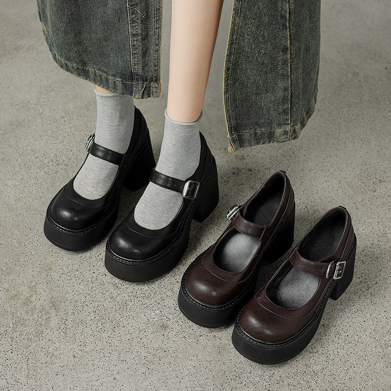 Brzyska - Zapatos de cuero charol con plataforma gruesa