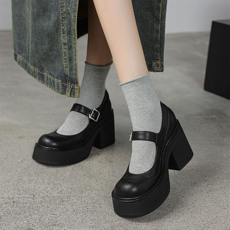 Brzyska - Zapatos de cuero charol con plataforma gruesa